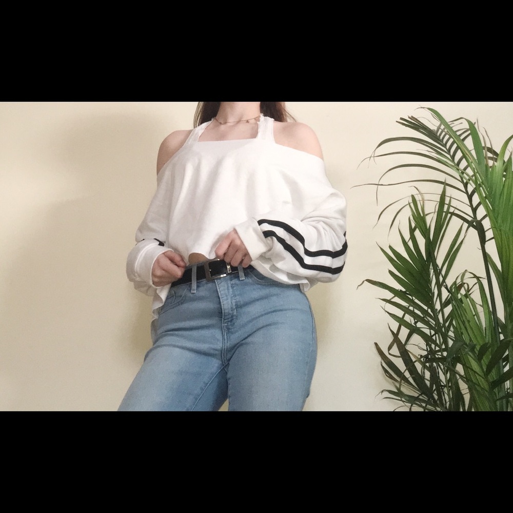 Off the shoulder cozy white sweater